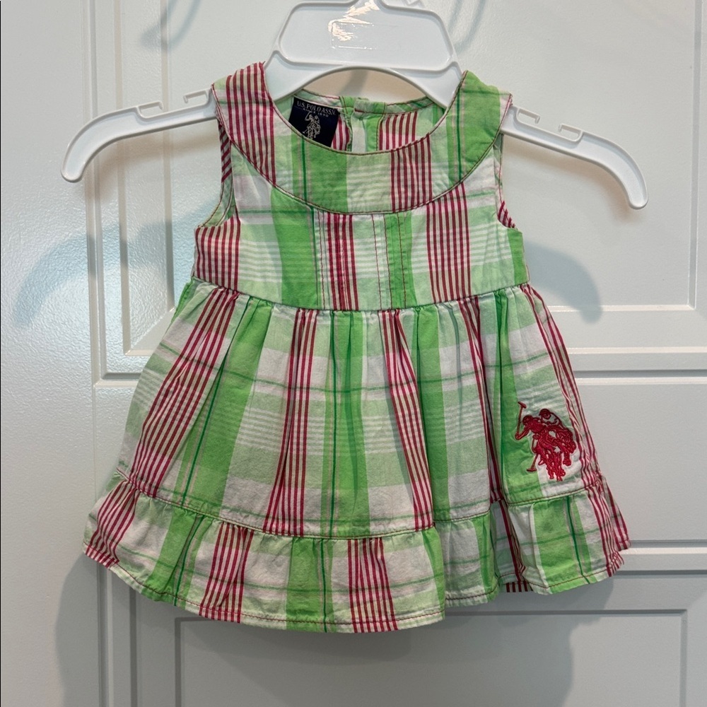 U.S. Polo Assn. Pink and Green Striped Baby Outfit